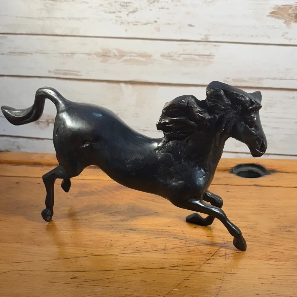 Horse Sculpture Bronze Black Rearing Head Vintage Handcrafted Art Deco - Picture 9 of 15